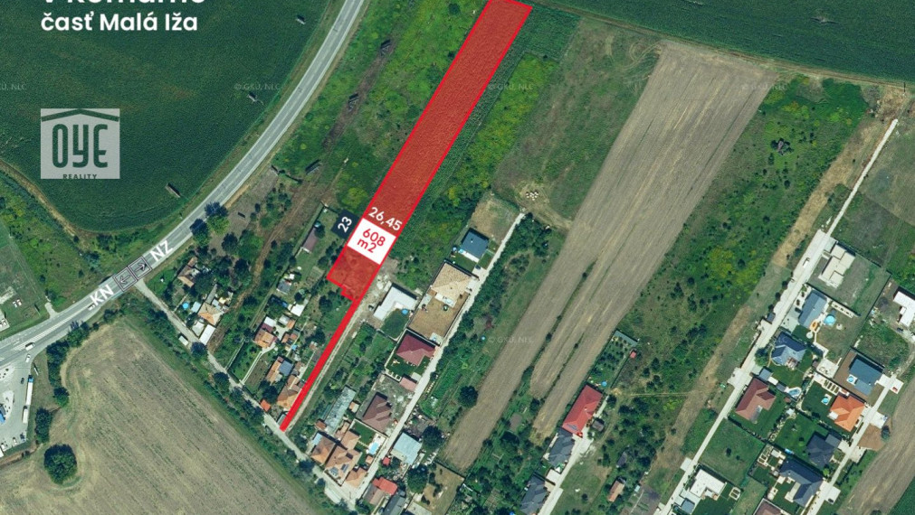 Na predaj stavebný pozemok s prístupovou cestou, prípojkou elektriny a so studňou v Komárne - 608 m2