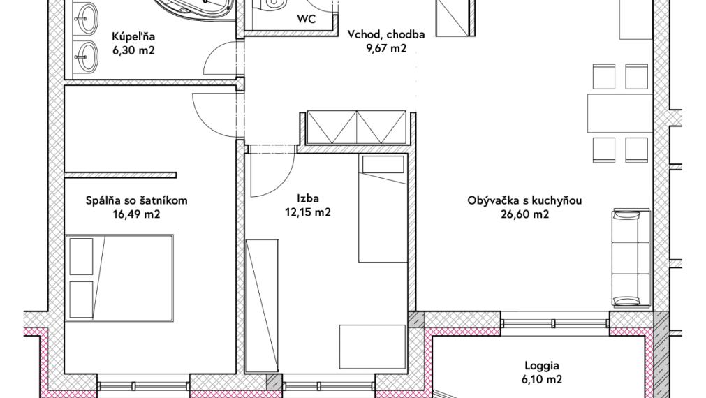 Na predaj moderné a úsporné 3-izbové tehlové byty s loggiou v novostavbe v Komárne