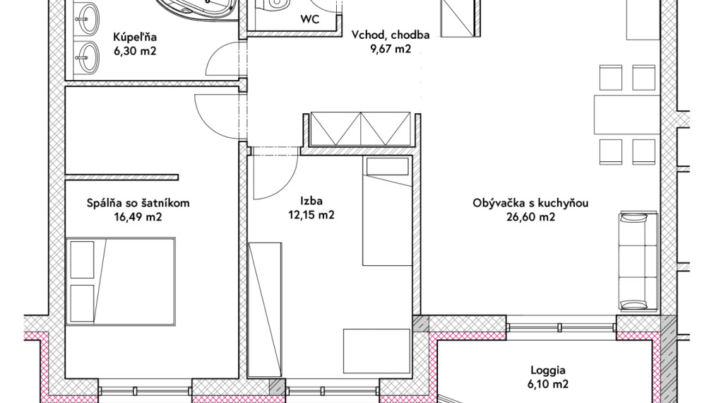 Na predaj moderné a úsporné 3-izbové tehlové byty s loggiou v novostavbe v Komárne
