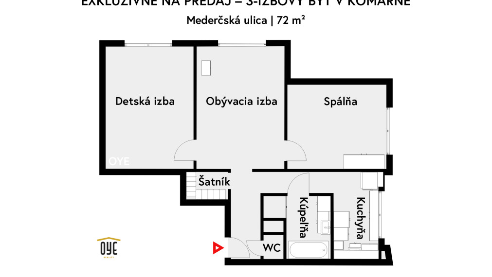 EXKLUZÍVNE | Na predaj nadštandardne zrekonštruovaný 3-izbový byt | Komárno – Mederčská ulica